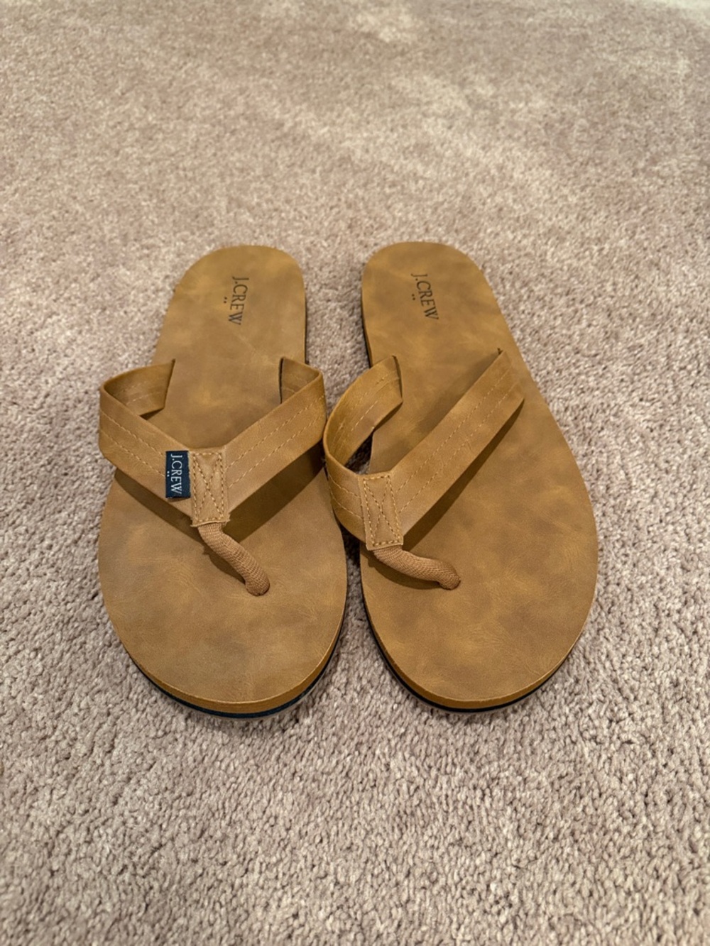 J. Crew Brown Leather-Look Thong Sandals